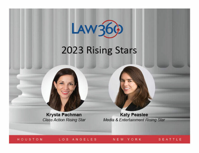 Krysta Pachman and Katy Peaslee Named to Law360’s Annual Rising Stars